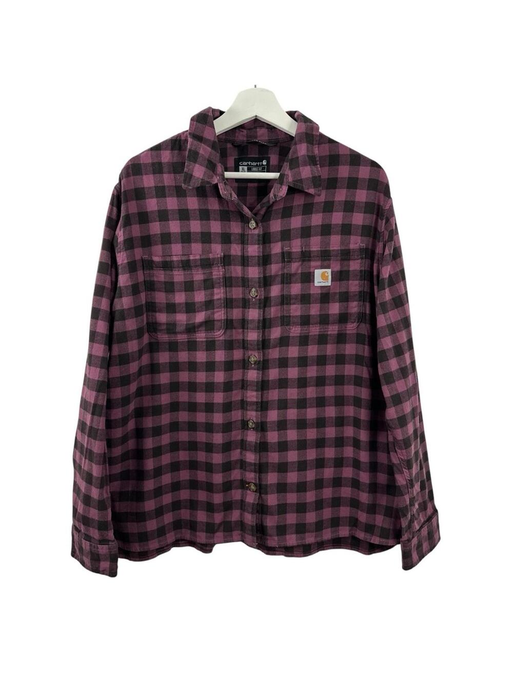 Carhartt Women’s Rugged Flex Midweight Checkered Flannel Amethyst Smoke Size XL